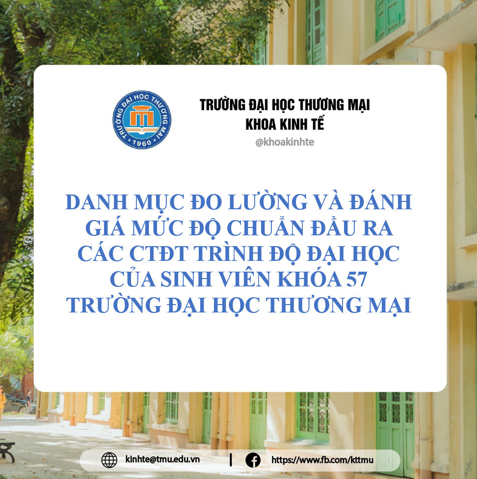 Danh mục đo lường và đánh giá mức độ chuẩn đầu ra các CTĐT trình độ đại học của sinh viên khóa 57 trường ĐHTM