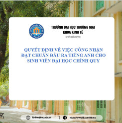 QUYẾT ĐỊNH VỀ VIỆC CÔNG NHẬN ĐẠT CHUẨN ĐẦU RA TIẾNG ANH CHO SINH VIÊN ĐẠI HỌC CHÍNH QUY