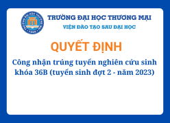 Công nhận trúng tuyển NCS khoá 36B, đợt 2 năm 2023